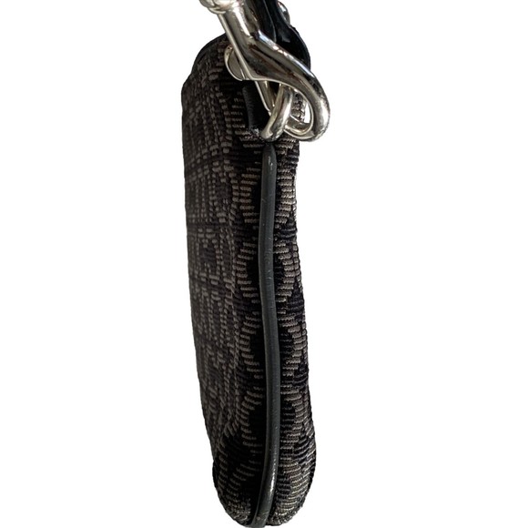 Coach Art Op Black & White Signature C Logo Leather Trim Wristlet Wallet - Picture 16 of 16